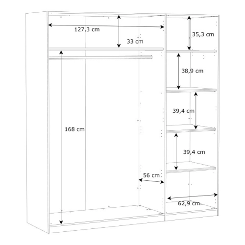 Szafa z lustrem 180 cm Biały
